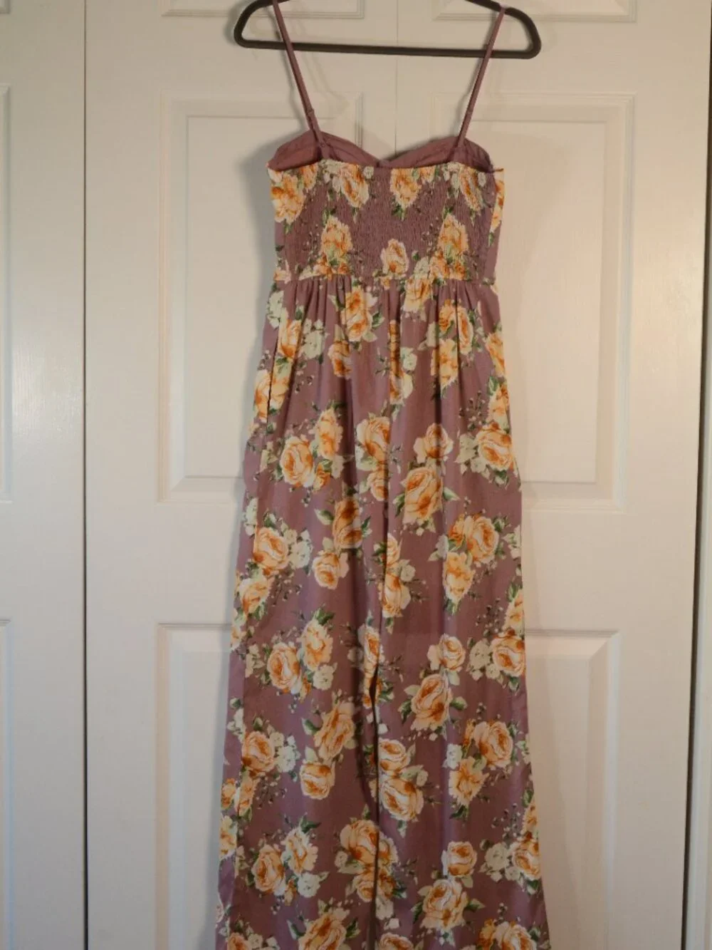 Band of Gypsies Floral Wide Leg Jumpsuit Mauve Rose Boho Cottagecore S - Picture 3 of 6